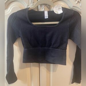 NWT Offline by Aerie Black Ribbed Crop Top S